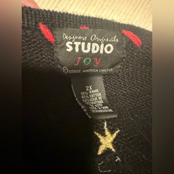 Vintage Festive Black Cardigan with Snowman Design 2X - Picture 8 of 9